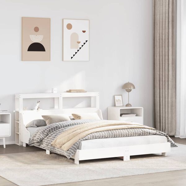 vidaXL Cadre de lit sans matelas blanc 120x190 cm bois de pin massif