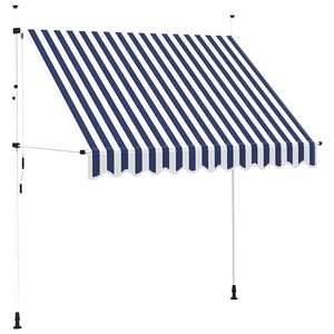 vidaXL Auvent r&eacute;tractable manuel 250 cm Rayures bleues et blanches