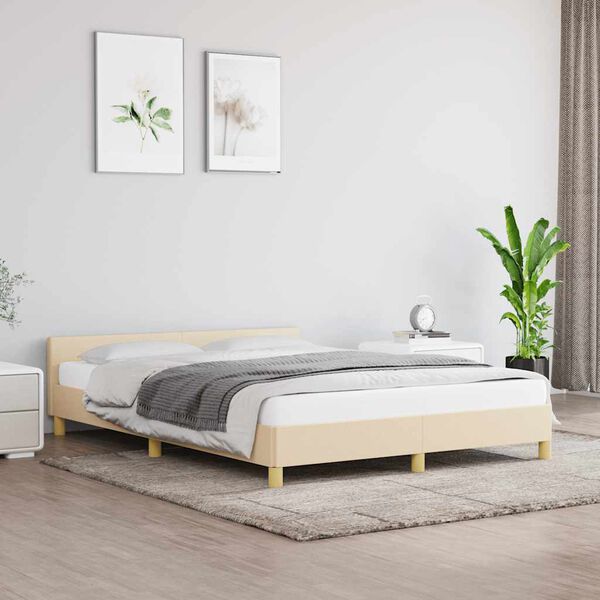 vidaXL Cadre de lit sans matelas crème 140x190 cm tissu