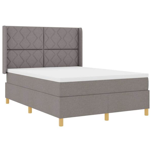 vidaXL Lit &agrave; ressorts avec matelas Taupe 160 x 200 cm tissu