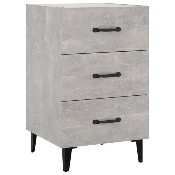 vidaXL Table de chevet gris b&eacute;ton 40x40x66 cm bois d'ing&eacute;nierie