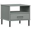 vidaXL Table de chevet avec pieds en m&eacute;tal Gris Bois pin massif OSLO