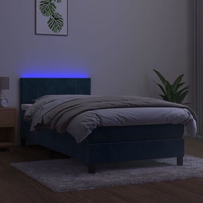 vidaXL Sommier à lattes de lit et matelas et LED Bleu foncé 80x200cm