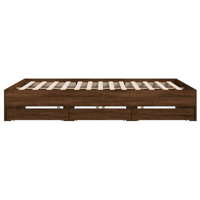 vidaXL Cadre de lit avec tiroirs sans matelas chêne marron 160x200 cm