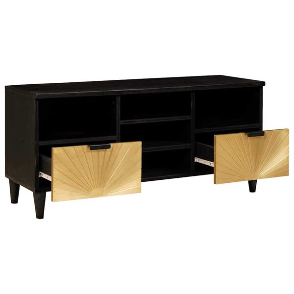 vidaXL Meuble TV Noir et or 100 x 33 x 46 cm Bois d'ing&eacute;nierie
