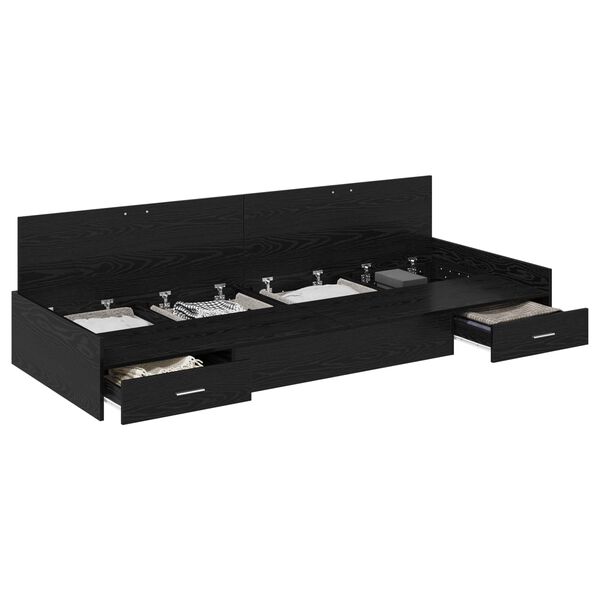 vidaXL Cadre de lit Ch&ecirc;ne noir 90 x 200 cm Bois d'ing&eacute;nierie