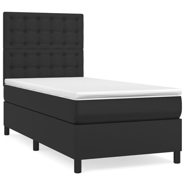 vidaXL Sommier à lattes de lit avec matelas Noir 100x200 cm Similicuir