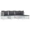 vidaXL Salon de jardin 4 pcs avec coussins blanc acier