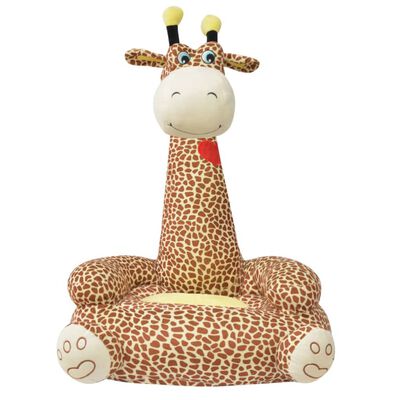vidaXL Chaise en peluche pour enfants Girafe Marron