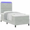 vidaXL Lit &agrave; ressort LED avec matelas Gris clair 80 x 200 cm tissu