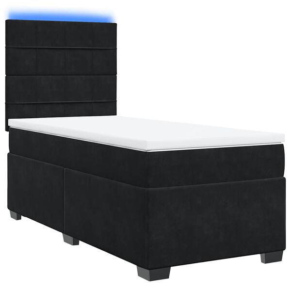 vidaXL Sommier &agrave; lattes de lit et matelas Noir 80x200 cm Velours
