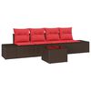 vidaXL Ensemble de Canap&eacute;s avec coussin 5 pcs Marron polyrotin