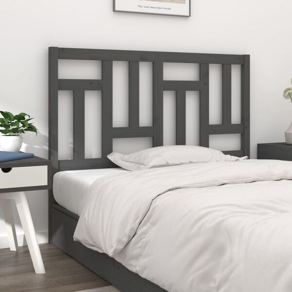 vidaXL T&ecirc;te de lit Gris 125,5x4x100 cm Bois massif de pin