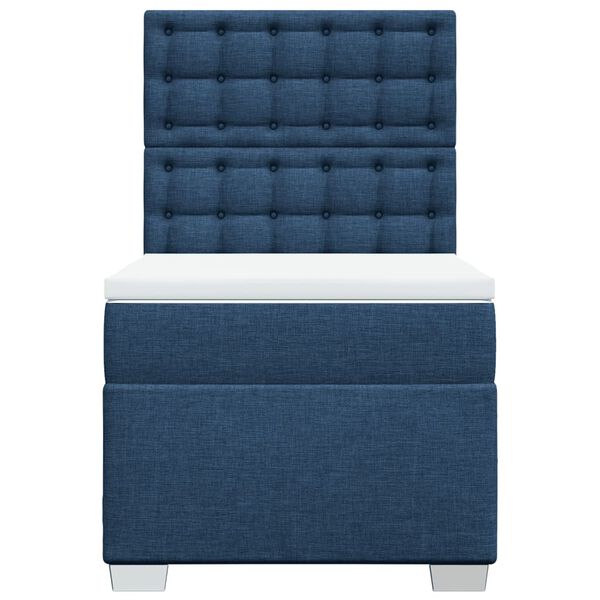 vidaXL Sommier &agrave; lattes de lit avec matelas Bleu 100x200 cm Tissu