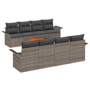 vidaXL Ensemble de canap&eacute; de jardin 9 pc Gris polyrotin