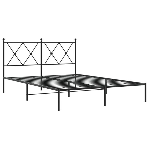 vidaXL Cadre de lit m&eacute;tal sans matelas avec t&ecirc;te de lit noir 140x200cm