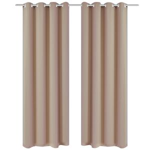 vidaXL Rideau occultant 2 pcs avec &oelig;illets m&eacute;talliques 135x175cm Cr&egrave;me