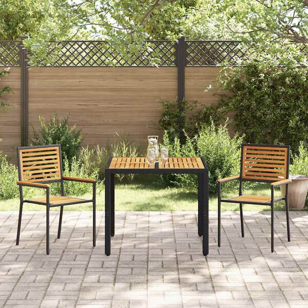 vidaXL Ensemble de salle &agrave; manger pour jardin 3 pcs Noir et Marron