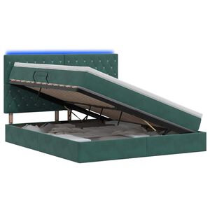 vidaXL Lit de rangement LED avec matelas Vert fonc&eacute; 140 x 200 cm