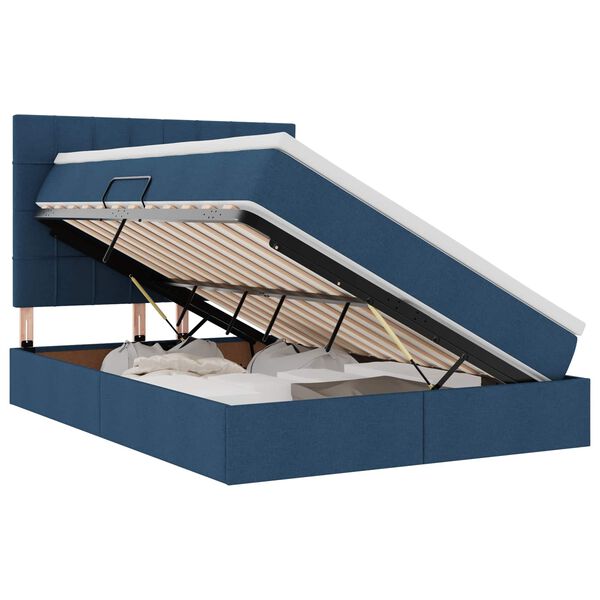 vidaXL Lit avec rangement et LED avec LED Bleu 140 x 200 cm Polyester