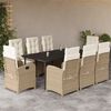 vidaXL Ensemble &agrave; manger de jardin et coussins 9 pcs beige Poly rotin