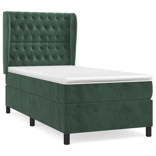 vidaXL Sommier &agrave; lattes de lit et matelas Vert fonc&eacute; 80x200 cm Velours