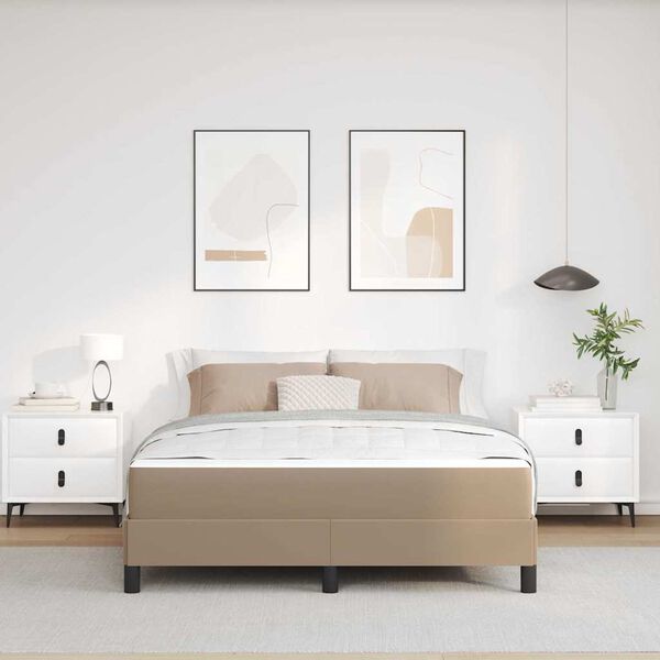 vidaXL Cadre de lit avec matelas Cappuccino 160 x 200 cm tissu