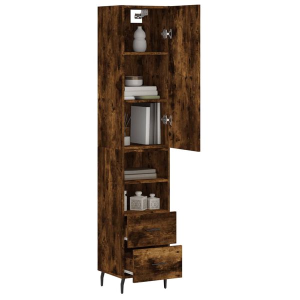 vidaXL Buffet haut Ch&ecirc;ne fum&eacute; 34,5x34x180 cm Bois d'ing&eacute;nierie