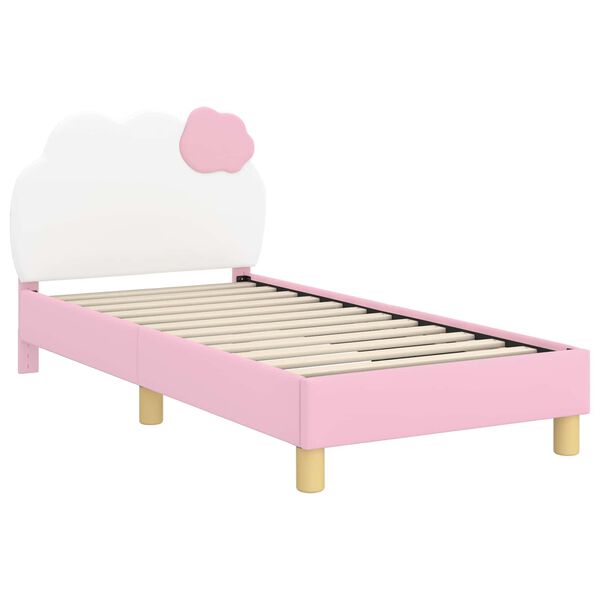 vidaXL Cadre de lit pour enfants avec t&ecirc;te de lit Rose 80 x 160 cm PU