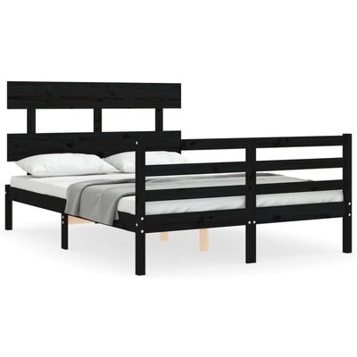 vidaXL Cadre de lit avec tête de lit noir 120x200 cm bois massif
