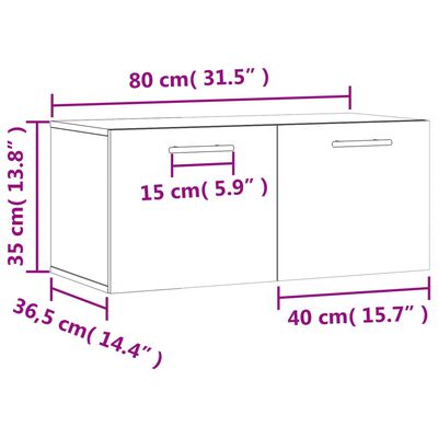 vidaXL Armoire murale noir 80x36,5x35 cm bois d'ingénierie