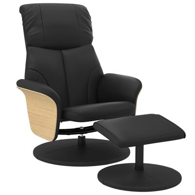 vidaXL Fauteuil inclinable avec repose-pied noir similicuir