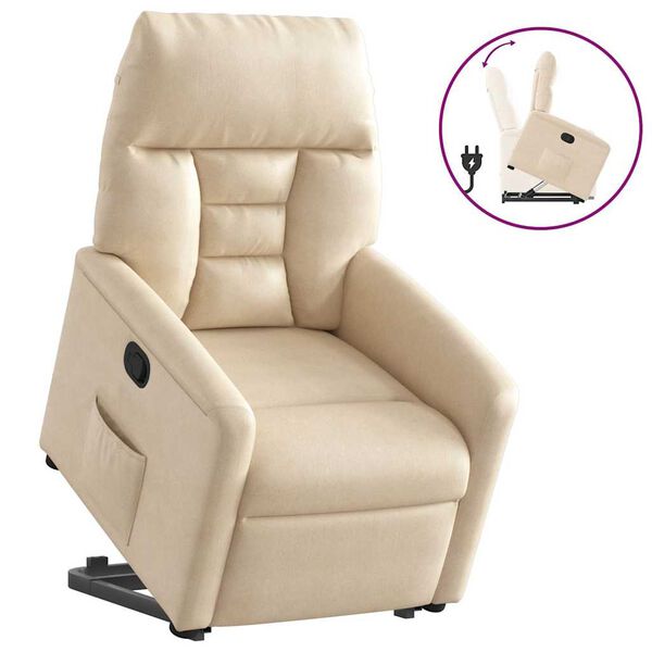 vidaXL Fauteuil inclinable cr&egrave;me tissu microfibre