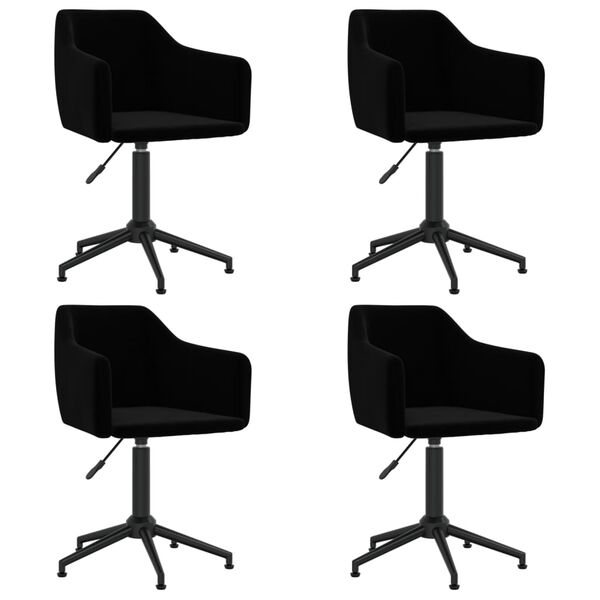 vidaXL Chaises &agrave; manger pivotantes lot de 4 Noir Velours