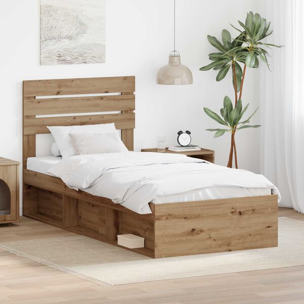 vidaXL Cadre de lit Ch&ecirc;ne artisan 100 x 200 cm Pin massif
