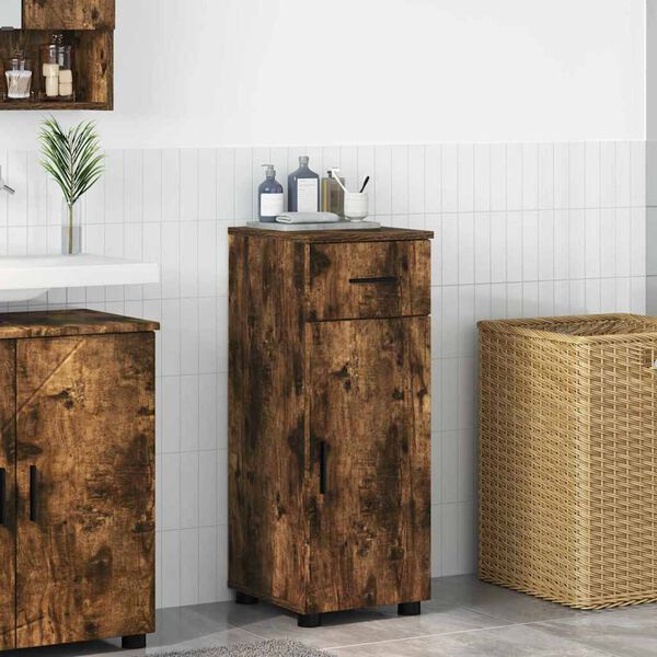 vidaXL Cabinet de salle de bain avec tiroir Ch&ecirc;ne fum&eacute; 30 x 35 x 80 cm