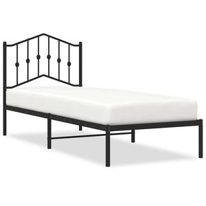 vidaXL Cadre de lit m&eacute;tal sans matelas avec t&ecirc;te de lit noir 90x200 cm