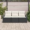 vidaXL Ensemble de canap&eacute; de jardin avec coussin 3 pcs Noir Poly rotin