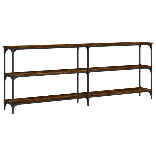 vidaXL Table console ch&ecirc;ne fum&eacute; 200x29x75 cm bois d'ing&eacute;nierie