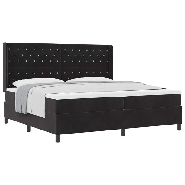 vidaXL Lit &agrave; ressorts avec matelas Noir 200 x 200 cm Velours