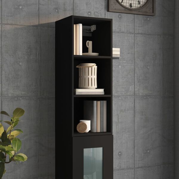 vidaXL Armoire murale Noir 34,5x32,5x90 cm Bois d'ing&eacute;nierie