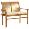 vidaXL Banc de jardin avec coussin blanc cr&egrave;me 112 cm Bois de teck