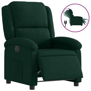 vidaXL Fauteuil inclinable &eacute;lectrique vert fonc&eacute; velours