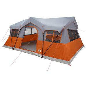 vidaXL Tente familiale Gris et orange 10 personnes Polyester et Acier