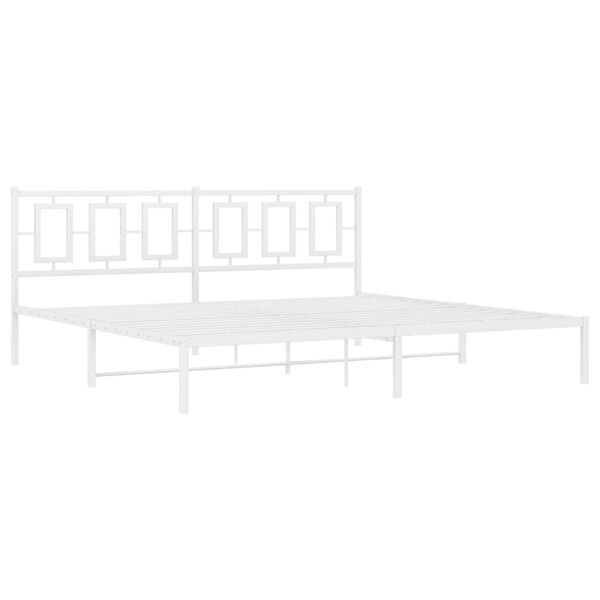 vidaXL Cadre de lit m&eacute;tal sans matelas et t&ecirc;te de lit blanc 193x203 cm