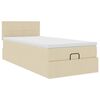 vidaXL Cadre de lit ottoman avec matelas cr&egrave;me 90x190 cm tissu