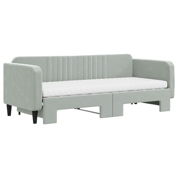 vidaXL Lit de jour avec gigogne et matelas gris clair 80x200cm velours