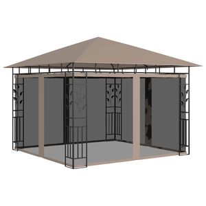 vidaXL Belv&eacute;d&egrave;re avec moustiquaire 3x3x2,73 m Taupe 180 g/m&sup2;
