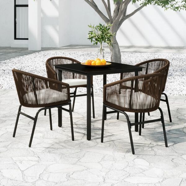 vidaXL Ensemble &agrave; manger de jardin 5 pcs Marron