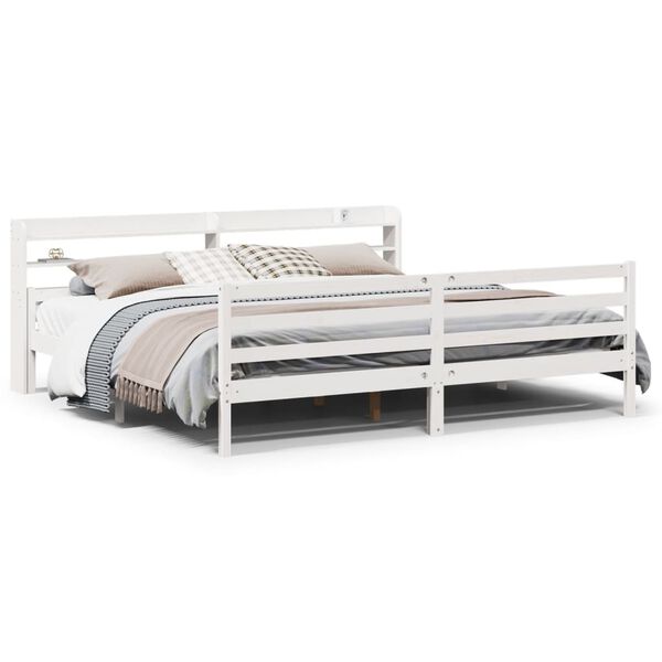 vidaXL Cadre de lit avec t&ecirc;te de lit sans matelas blanc 200x200 cm